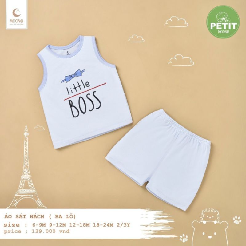 Bộ ba lỗ Moon petit bé trai, bé gái