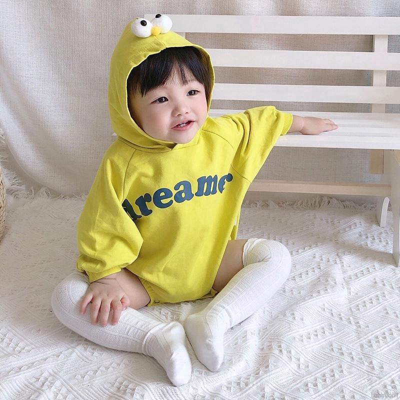 0-1Y Autumn Infant Baby Girls Boys Long Sleeve Letters Print Rompers Kids Hoodie Sweatshirt Bodysuit Outfits