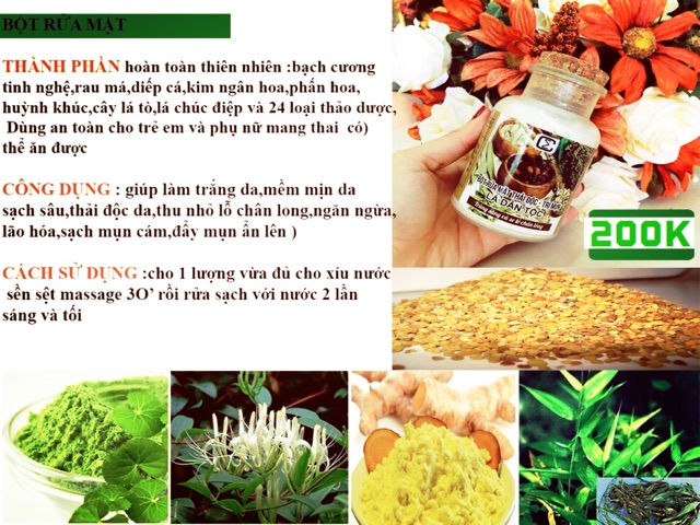 BỘT RỬA MẶT LÁ DÂN TỘC - THẢI ĐỘC - TRỊ MỤN