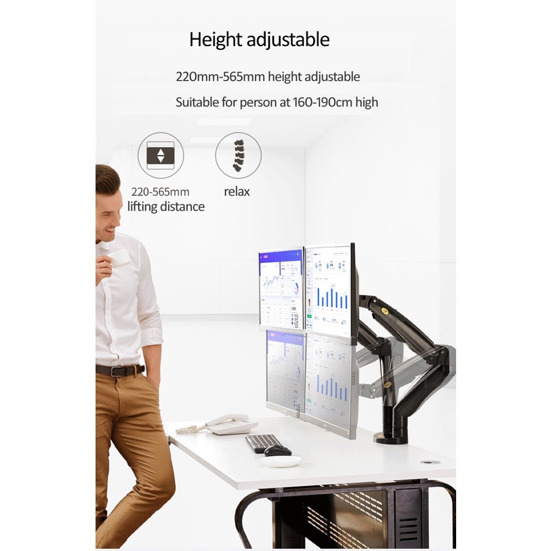 Giá Treo Hai Màn Hình Cao Cấp NB-F195A 22 - 32 Inch - Tay Treo Hai Màn Hình Máy Tính NorthBay