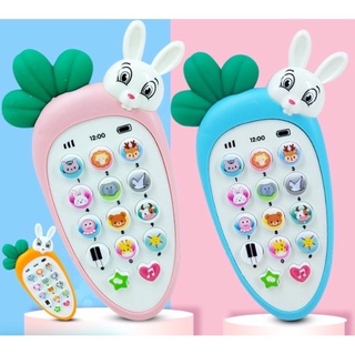 Điện thoại đồ chơi cho bé có nhạc có đèn mẫu hình THỎ CÀ RỐT , cho bé từ 6 tháng 1 tuổi  2 tuổi  - Thị trấn đồ chơi
