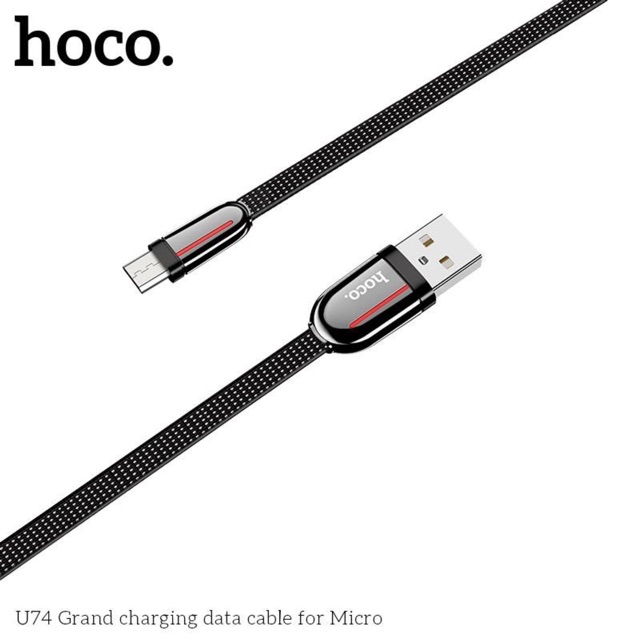 Dây sạc bọc dù mẫu dẹt HOCO U74 báo đèn sạc nhanh cho sam sung oppo huawei