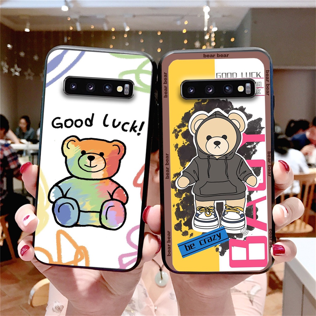 Ốp lưng Samsung S10 / S10 5G / S10 Plus / S10+ / S10e in hình cute, chú gấu thể thao tinh nghịch cực đáng yêu