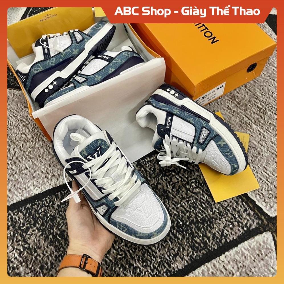GIÀY LV XANH BÒ FULL PHỤ KIỆN, GIẦY SNEAKER THỂ THAO XANH TÍM THAN NAVY