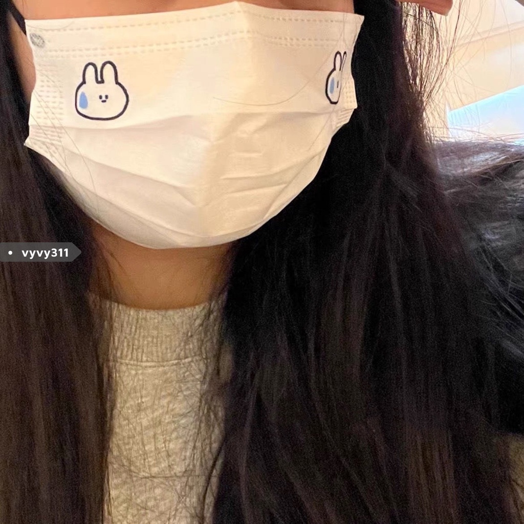 SẴN HỎA TỐC Khẩu Trang Con Thỏ In Hình Dễ Thương Cute Phong Cách Hàn