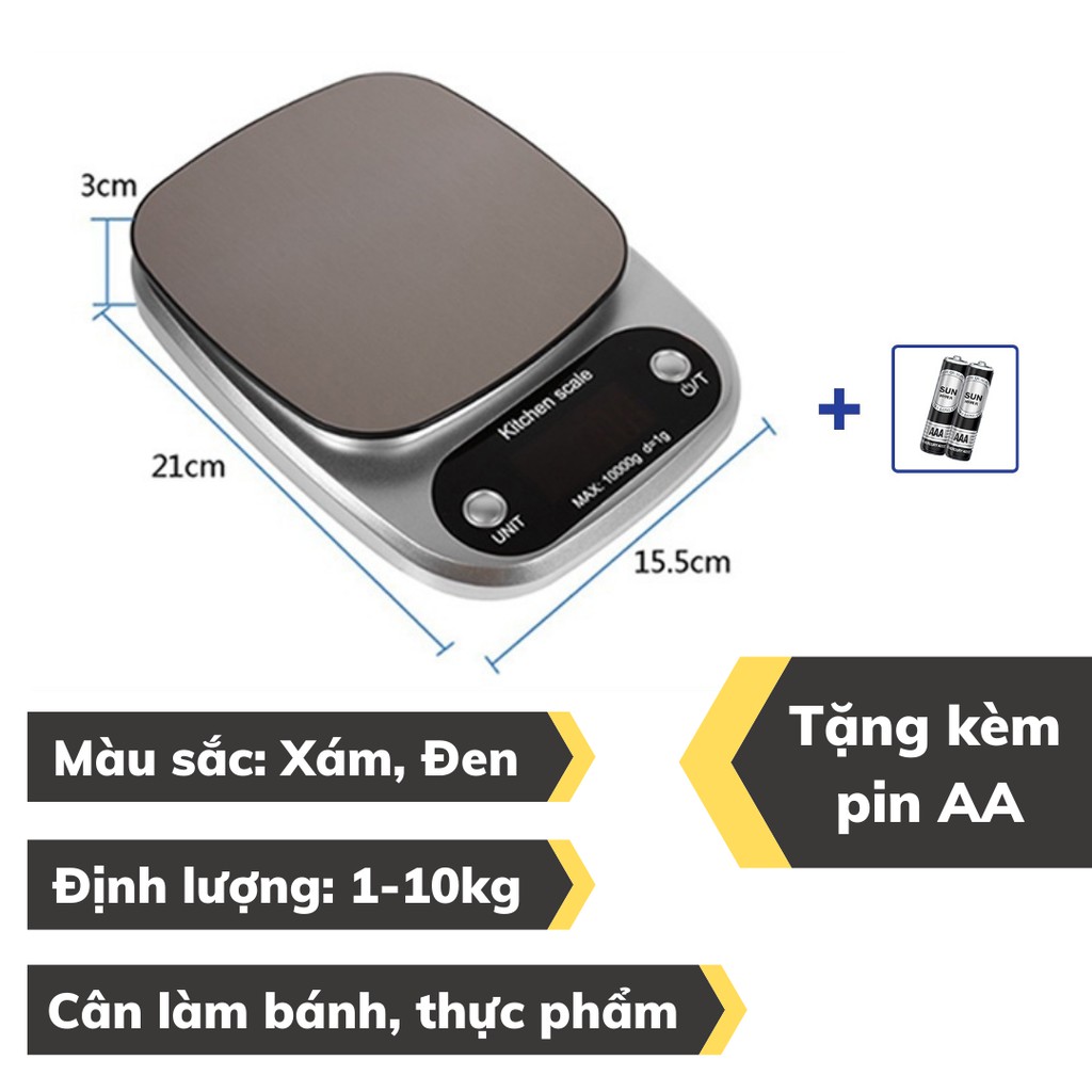 Cân tiểu ly điện tử mini định lượng 0,1-3kg độ chính xác cao nhà bếp làm bánh Cân tiểu li 3kg cao cấp kèm 2 pin AA