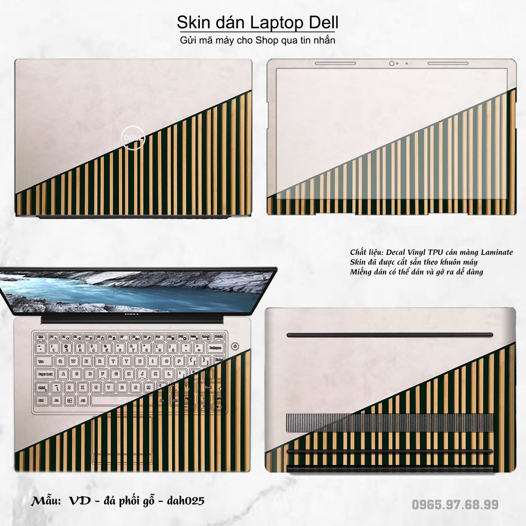 Skin dán Laptop Dell in hình đá phối gỗ - dah025 (inbox mã máy cho Shop)