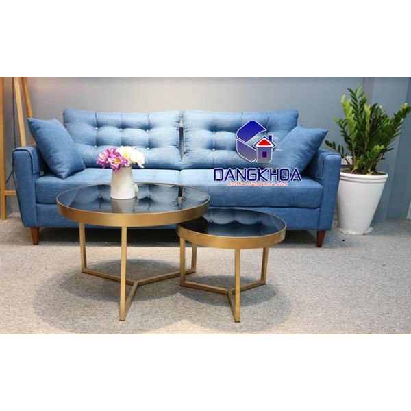 Bàn trà sofa đôi mặt kính tròn