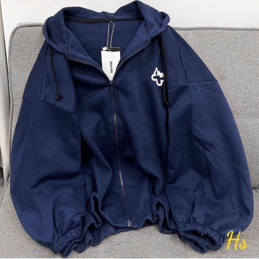 Áo Khoác Nỉ Hoodie Dây Kéo Unisex Nam Nữ Chất Nỉ Ngoại In Logo Tay Phồng Cánh Dơi Cực Dễ Thương Thời Trang Hàn Quốc - TP