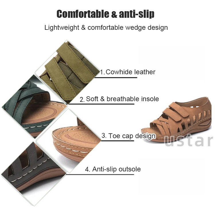 Tikp Giày sandal đế xuồng với 5 màu kích thước 35-43 dành cho nữ