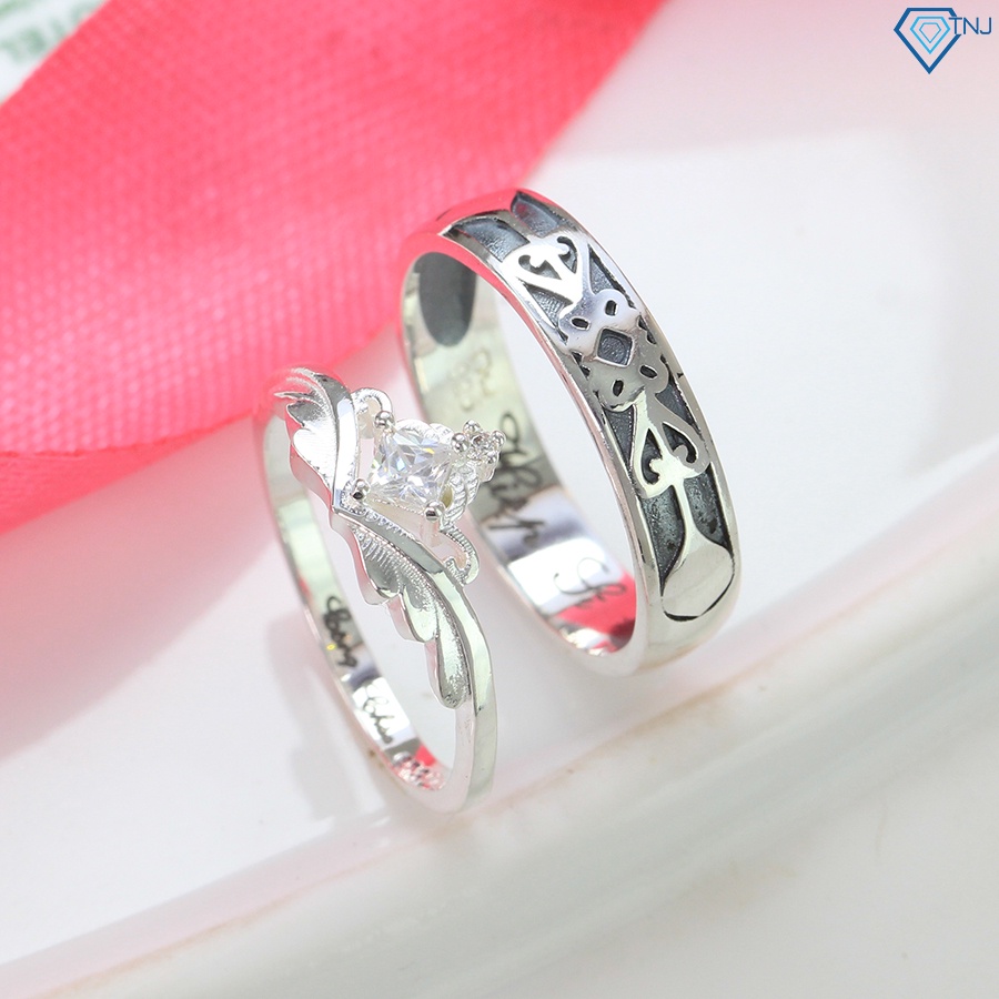 Nhẫn đôi hiệp sĩ và công chúa nam nữ bạc khắc tên ND0471 Trang Sức TNJ