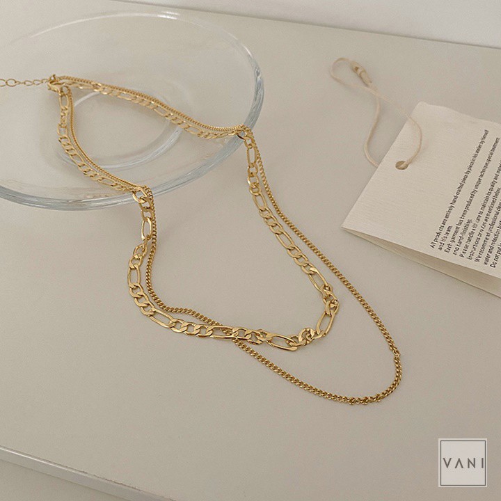 Choker, Dây Chuyền, Vòng Cổ Xích Dẹo Hai Vòng Basic - Vani Store