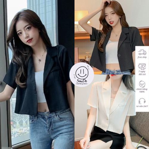 Áo Blazer Croptop Tay Ngắn Dáng Rộng | Smide Clothing