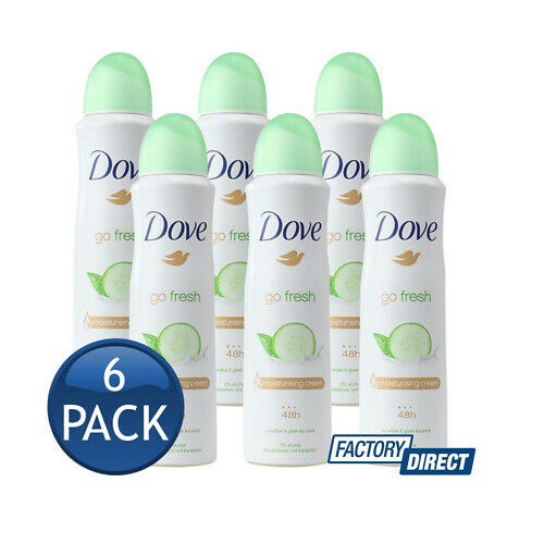 Lốc 6 chai xịt khử mùi Dove Dưa leo & trà xanh