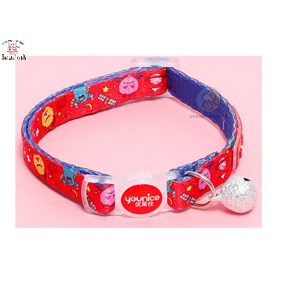 Vòng cổ cao cấp kèm chuông cho Chó Mèo dưới 5kg Gắn Younice Chất liệu dù cao cấp, bền đẹp,êm ái, dễ chịu khi đeo