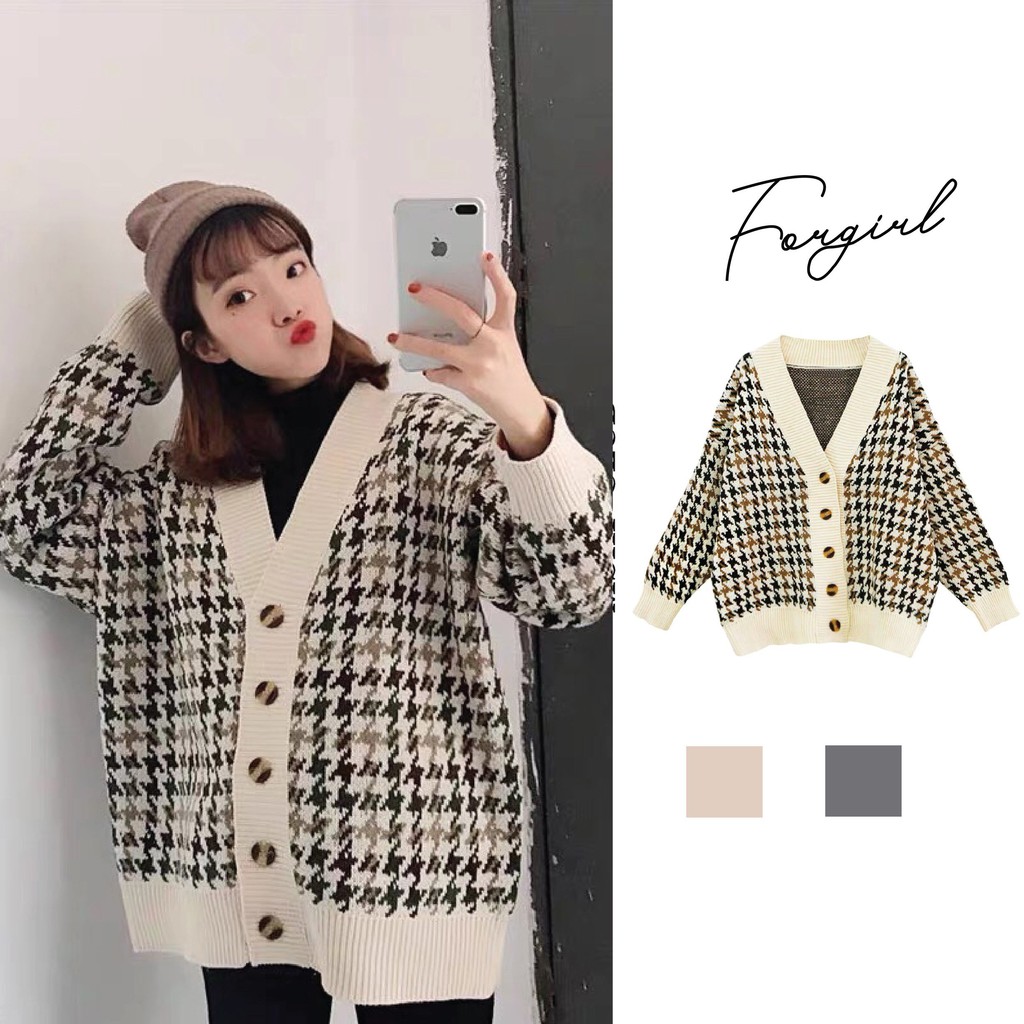 Áo khoác cardigan len thổ cẩm phối cúc Forgirl siêu hot FG033