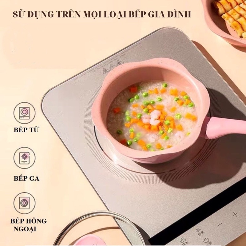 Bộ nồi, chảo chống dính cao cấp nấu thực phẩm ăn dặm cho bé, kèm xửng hấp