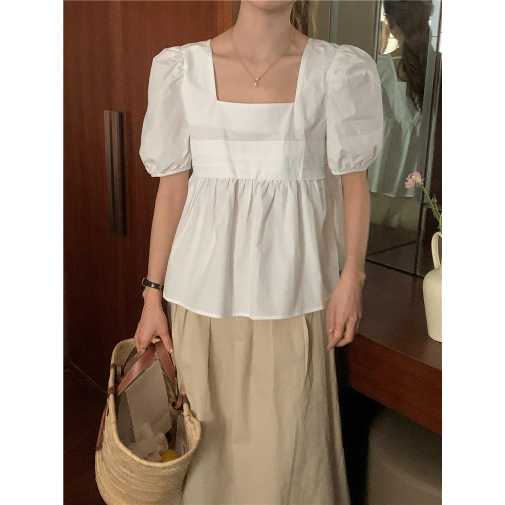 Áo Sơ Mi Tay Ngắn Cổ Vuông Phong Cách Mới 63088