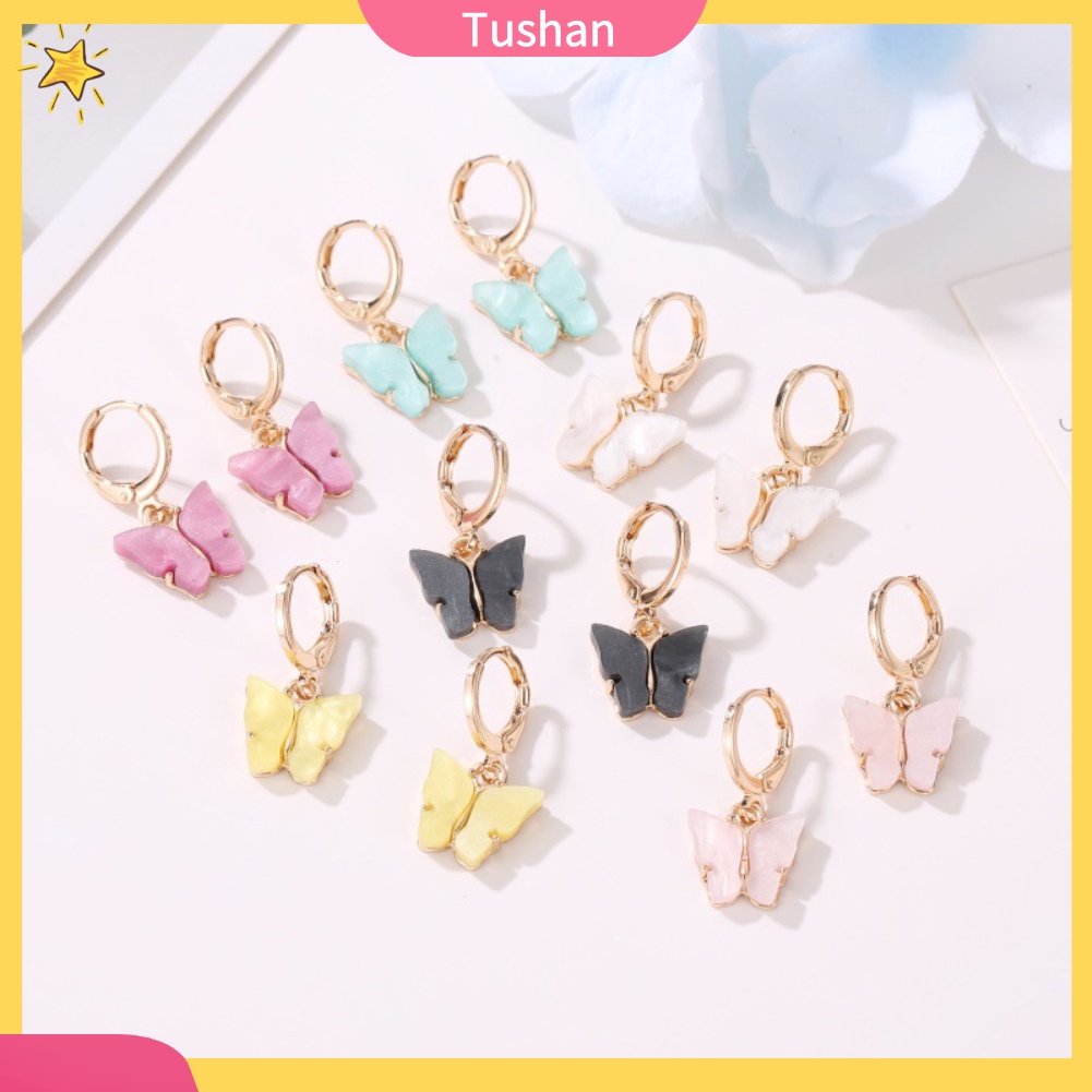 Đôi khuyên tai màu kẹo chất liệu acrylic hình bướm xinh xắn