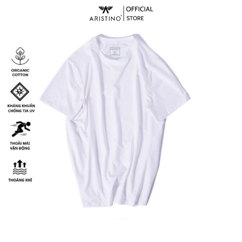 Áo thun nam không cổ ARISTINO, áo phông trắng chất liệu cotton mềm mại, thấm hút mồ hôi cực tốt  | AC22