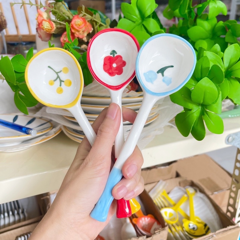Thìa sứ hoạ tiết hoa quả muỗng thìa sứ