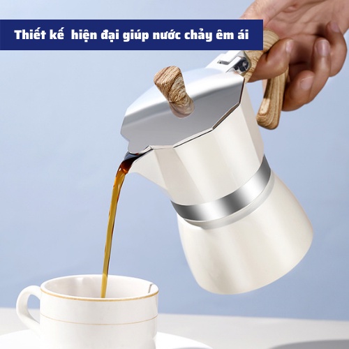 Bình pha cà phê ấm pha cafe quai gỗ dụng cụ pha cà phê đậm đà chuẩn vị truyền thống hiện đại cao cấp