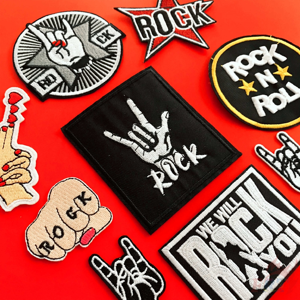 Miếng vá ủi thêu trang trí quần áo thiết kế Rock &amp; Roll