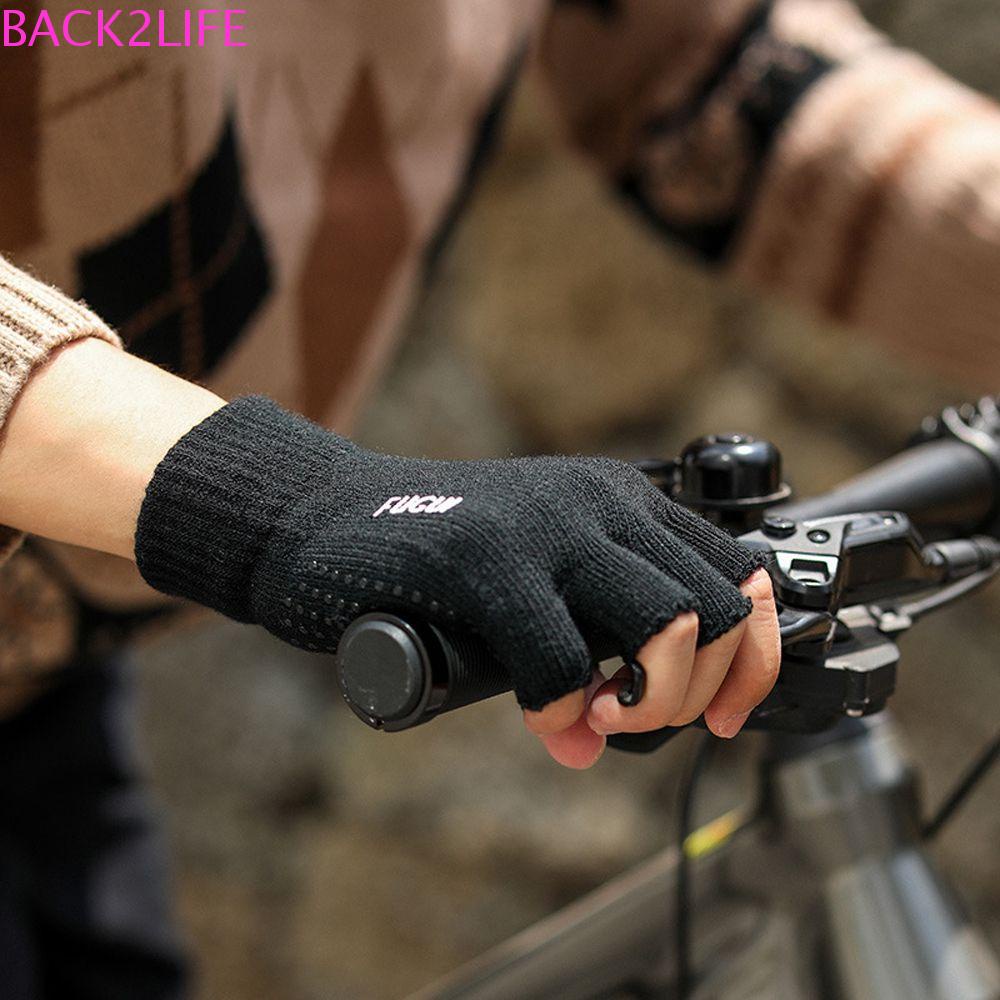 BACK2LIFE Man Gloves Autumn Sports Nylon Outdoor Two Finger Short Driving Mittens