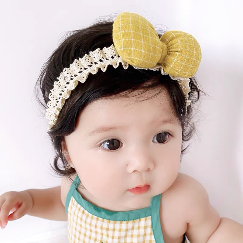 Băng đô/turban vải cài tóc đính nơ bản lớn xinh xắn phong cách Hàn Quốc cho bé gái chính hãng Chicbaby