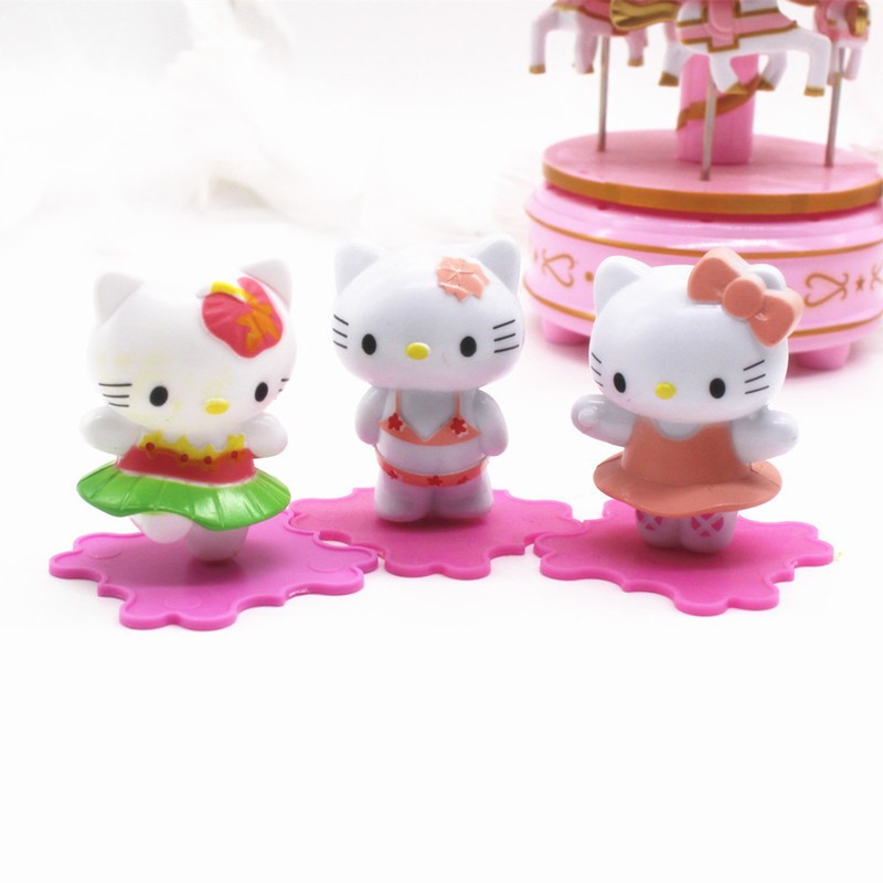 6 Que Cắm Trang Trí Bánh Kem Hình Mèo Hello Kitty