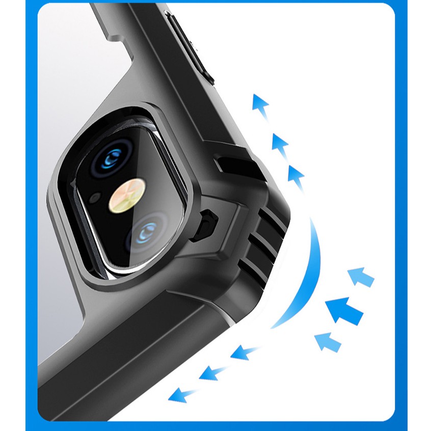 Ốp lưng Iphone XSMax chống sốc cao cấp mặt lưng trong suốt kèm gờ bảo vệ camera máy