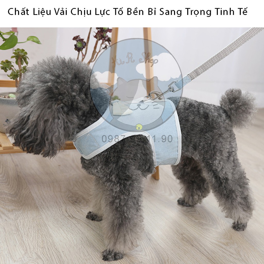 [Rẻ Vô Địch] Dây Dắt Chó Mèo Yếm Lưng Có Nơ Retro Dây Dẫn Cho Thú Cưng Dưới 4kg