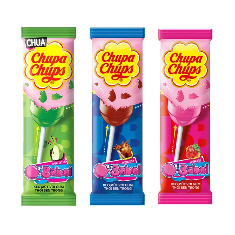 Kẹo Mút Gum Thổi Chupa Chups Hương Trái Cây Hỗn Hợp [TÚI 30 QUE]