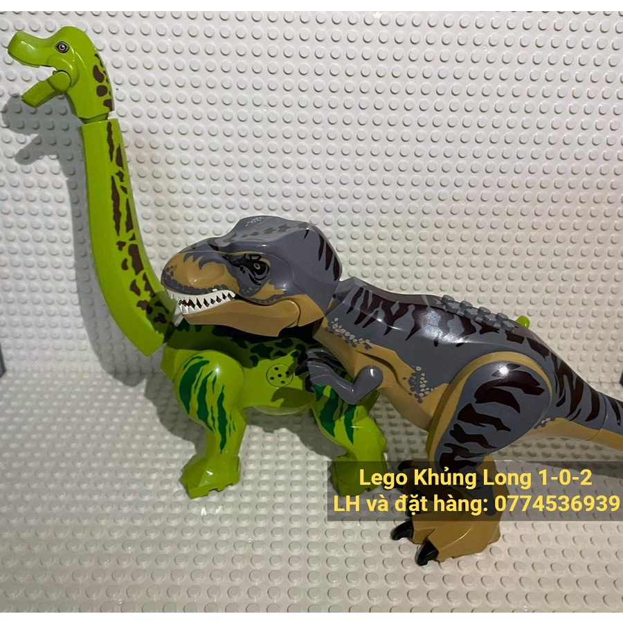 Đồ Chơi Khủng Long Cổ Dài 2021 CÓ TIẾNG GẦM Phiên Bản Màu Xanh Lá Jurassic World Hãng Lele