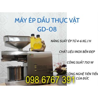 Máy ép dầu sachi, lạc, dừa, bơ, mắc ca, ... dầu thực vật 3-6kg/h 100% INOX