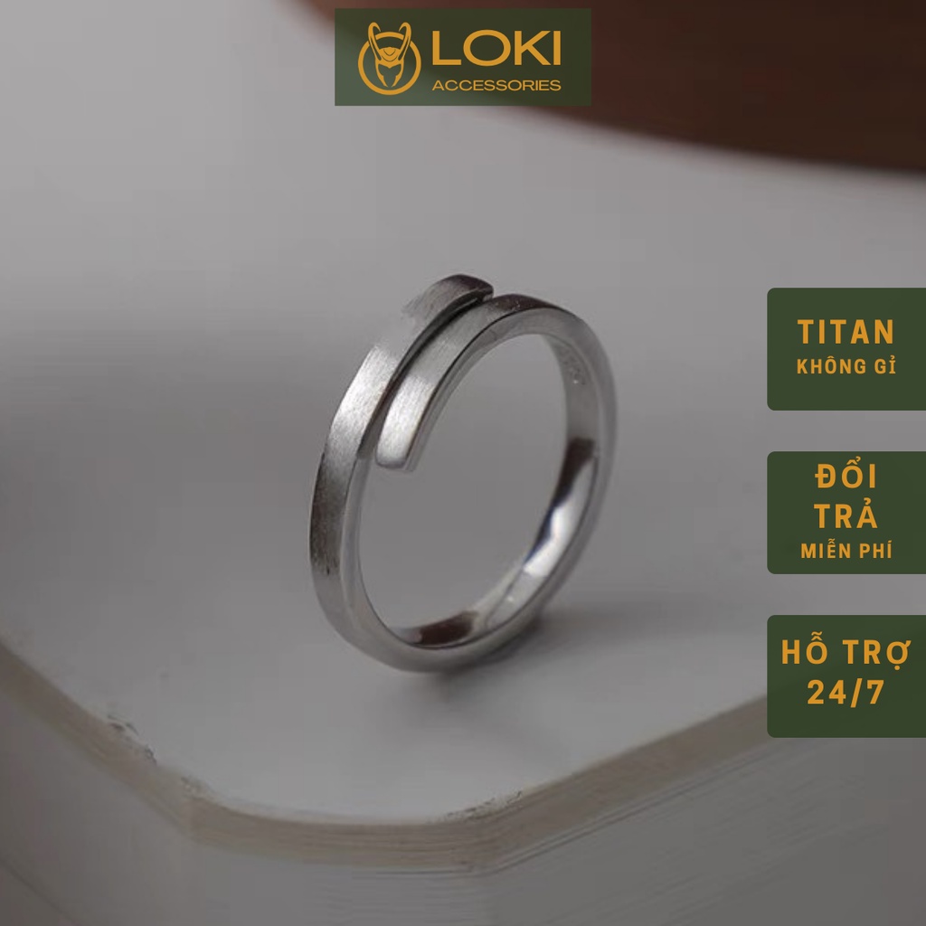 Nhẫn nam nữ tròn Loki Accessories màu bạc thời trang chất Titan đẹp đơn giản không gỉ - Nhẫn San Ring
