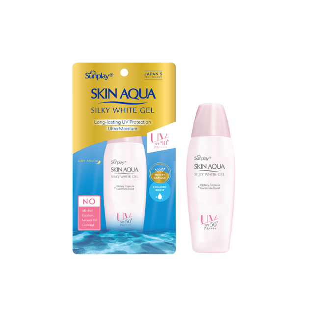  Gel chống nắng dưỡng trắng cho da khô Sunplay Skin Aqua Silky White Gel SPF 50+ PA++++ 70g | BigBuy360 - bigbuy360.vn