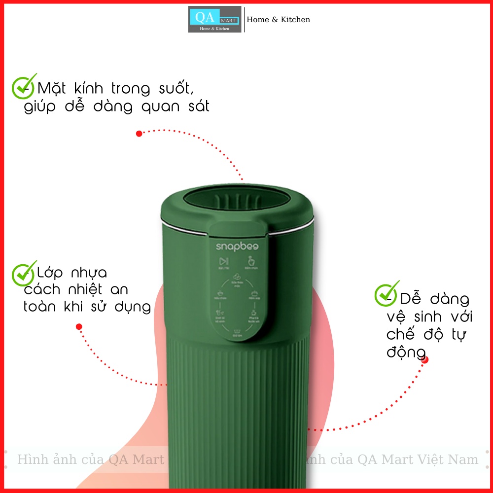 Máy làm sữa hạt Snapbee SK205VN mini nhỏ gọn, tiện lợi, tặng combo quà - Hàng chính hãng, bảo hành 24 tháng
