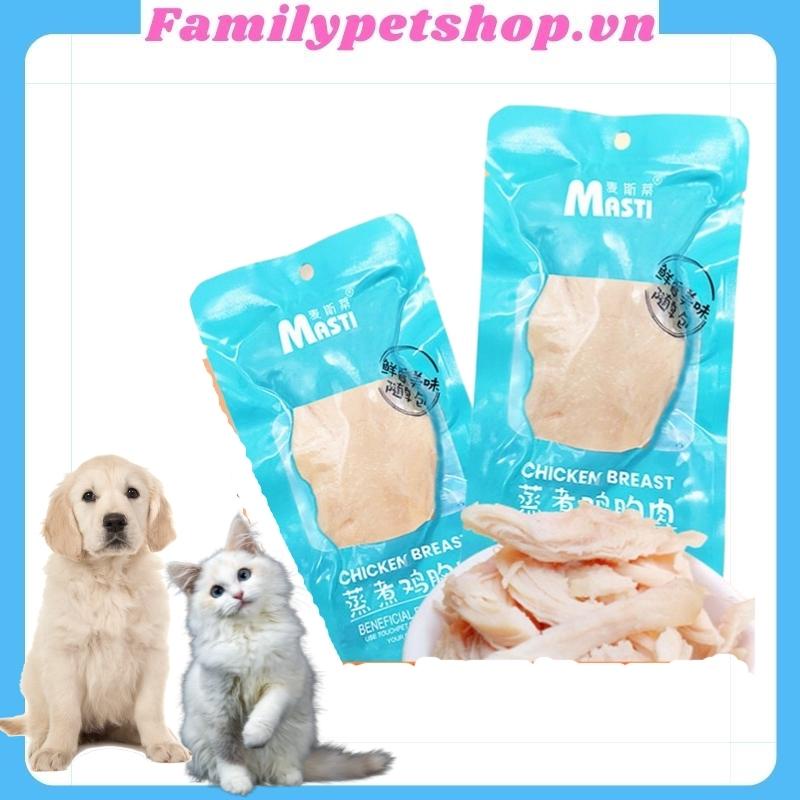 Thức ăn cho chó mèo-Ức gà hấp Masti cho thú cưng- gói 40g-familypetshop.vn