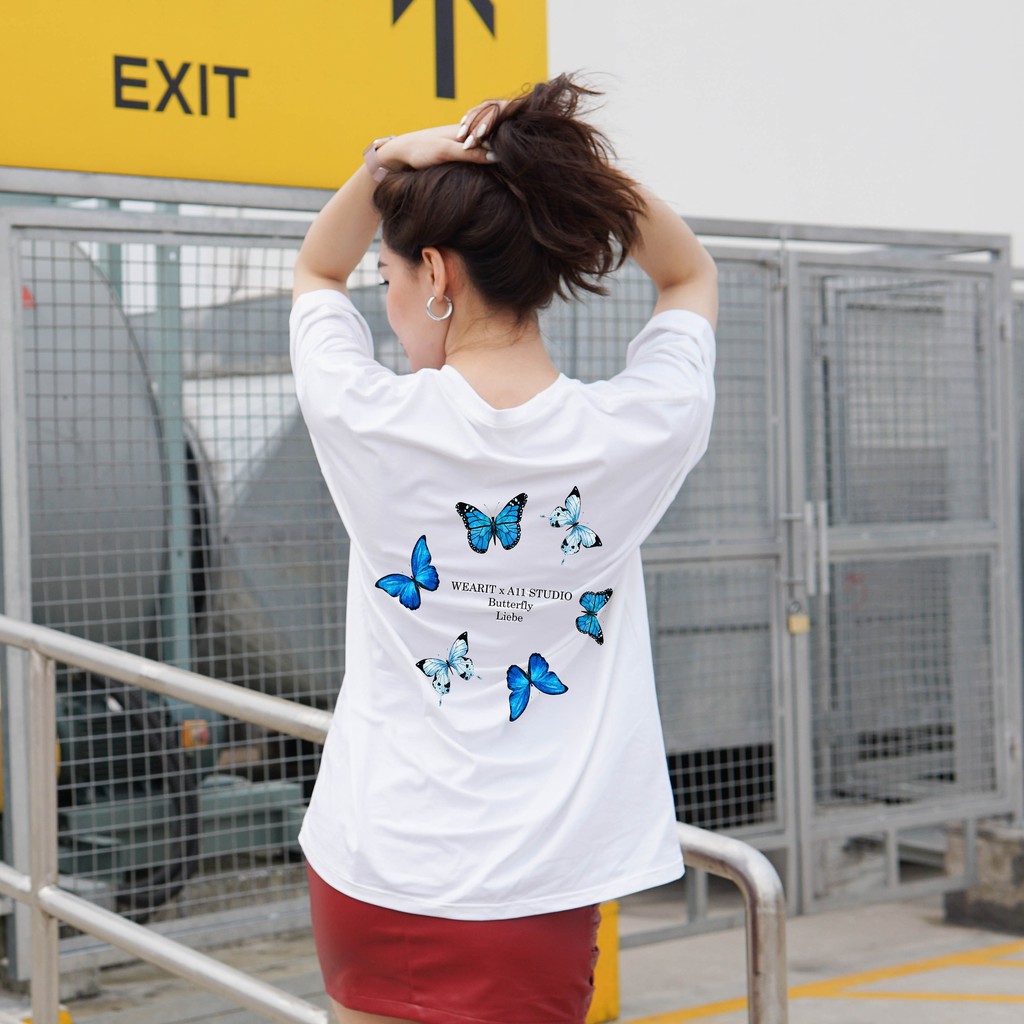 Áo thun form rộng tay lỡ WEARIT chất liệu cotton unisex - Butterfly | BigBuy360 - bigbuy360.vn