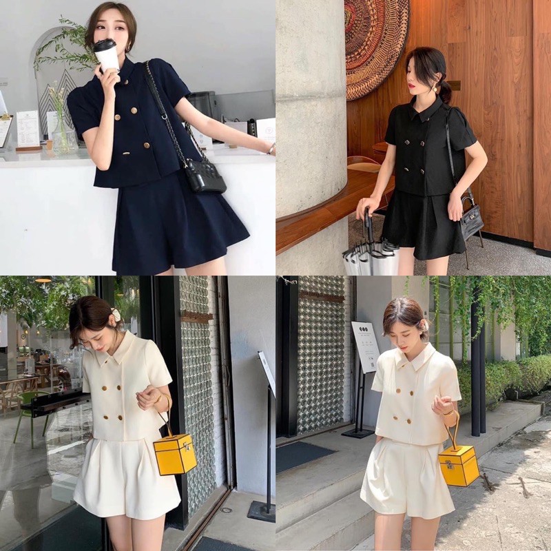 SET BỘ VEST QUẢNG CHÂU TAY BỒNG QUẦN ĐÙI CHẤT CHUẨN DÁNG XINH XẮN