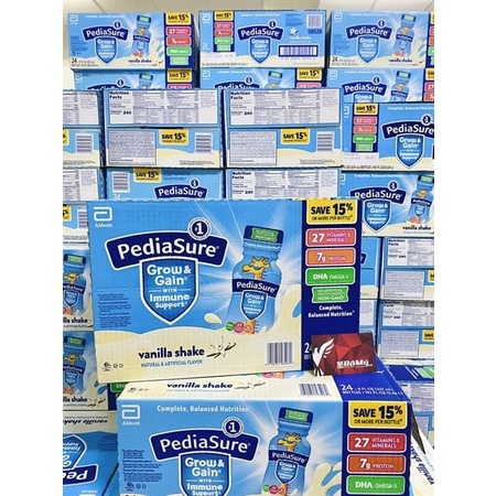 MẪU MỚI Thùng 24 Chai Sữa Nước Pediasure Grow & Gain Hương Vani  237ml - Mỹ