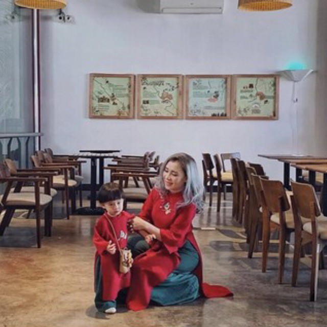 Thanh ly áo dài thiết kế mẹ và bé tết