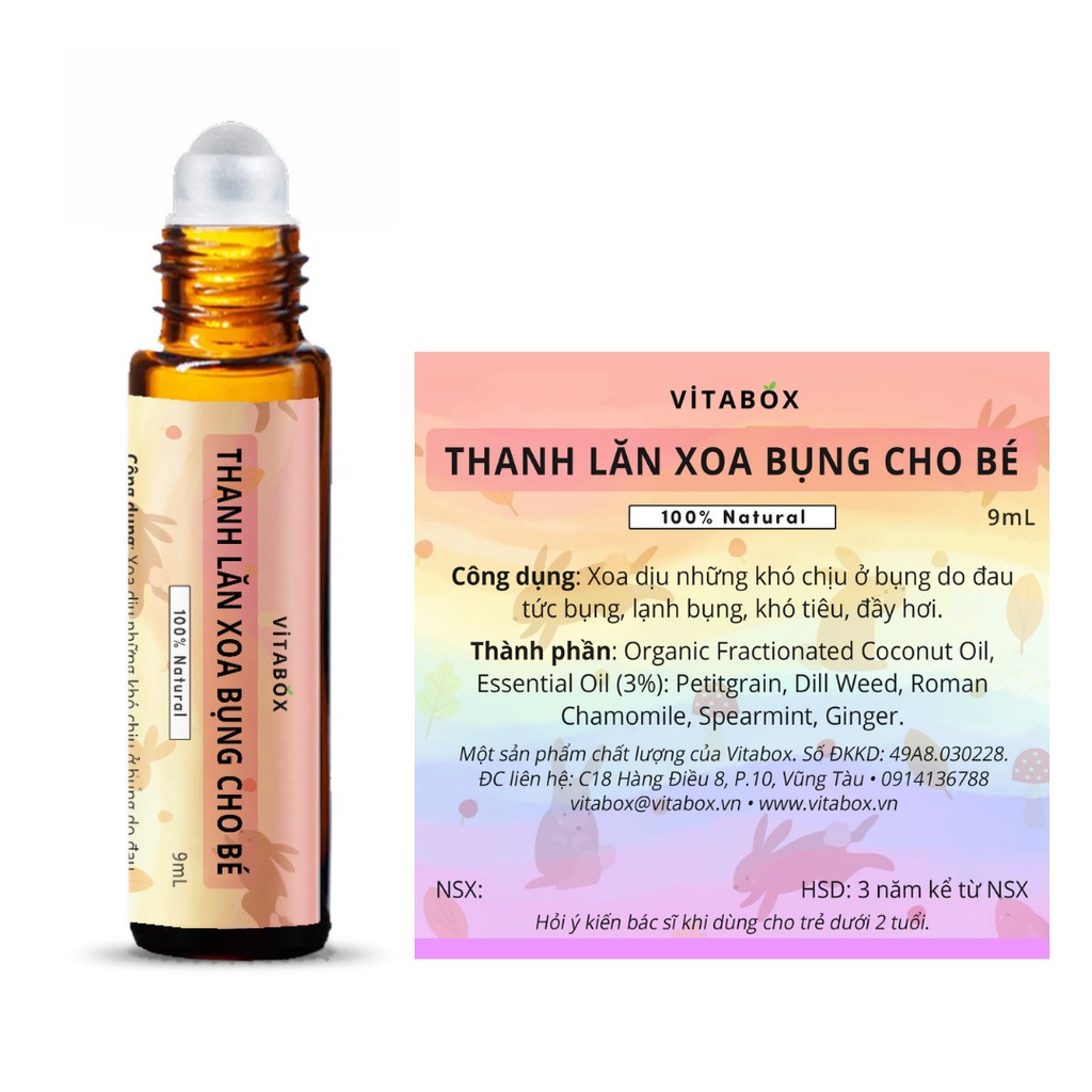Thanh lăn tinh dầu VITABOX - thoa vết muỗi đốt, giảm nhức đầu, đau bụng, say tàu xe, nghẹt mũi sổ mũi