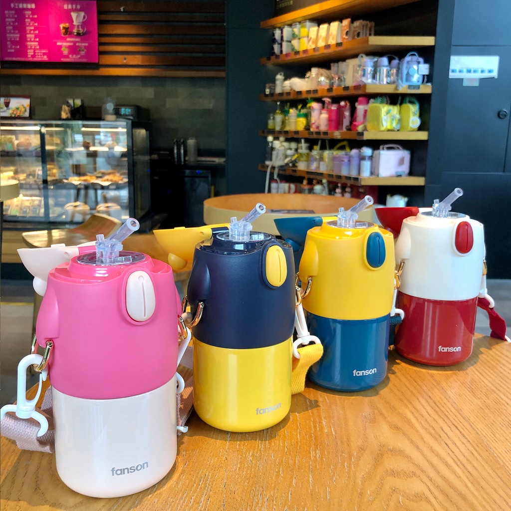 Bình giữ nhiệt gấu Fanson cao cấp 450ml có nắp làm cốc tiện dụng