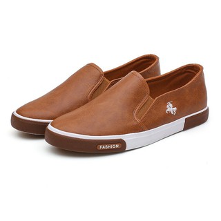 Giày lười, giày mọi nam cao cấp phong cách hàn quốc - slip on da nam | màu nâu, đen & trắng - fullbox