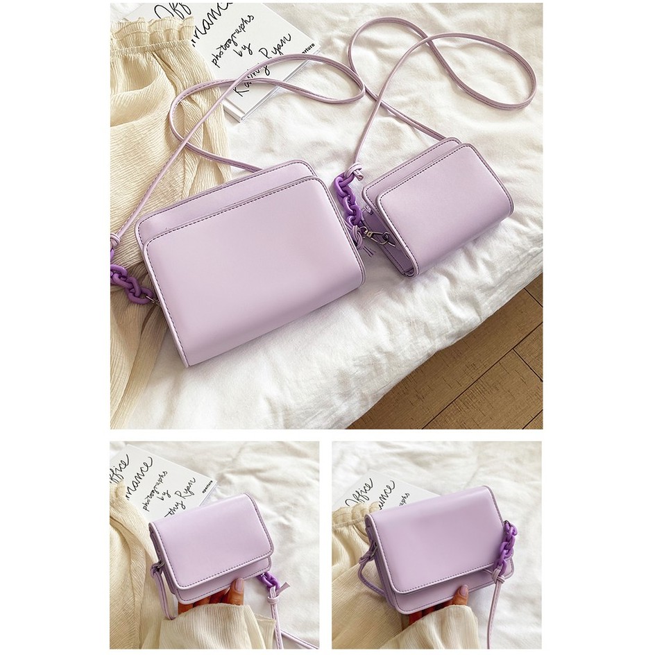 Túi đeo chéo màu tím Pastel ngọt ngào, nhẹ nhàng T11