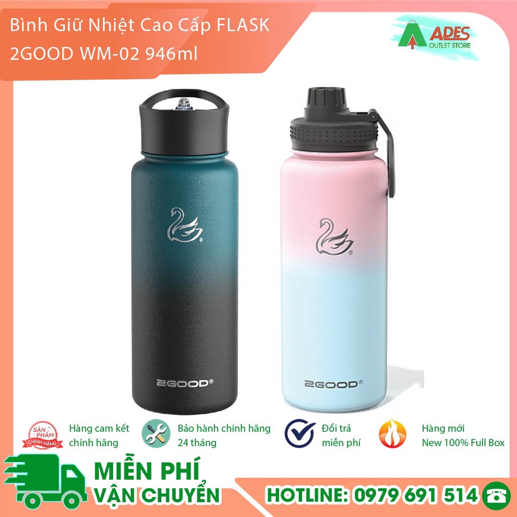 Bình Giữ Nhiệt Chân Không Cao Cấp 2GOOD Flask Wide Mouth WM-02 946ml, CN Hydro Flask, Thép Không Gỉ