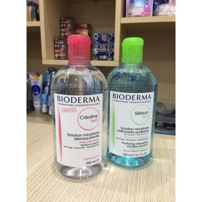 Nước Tẩy Trang Bioderma Pháp H2O 500ml xanh - hồng chính hãng chuẩn