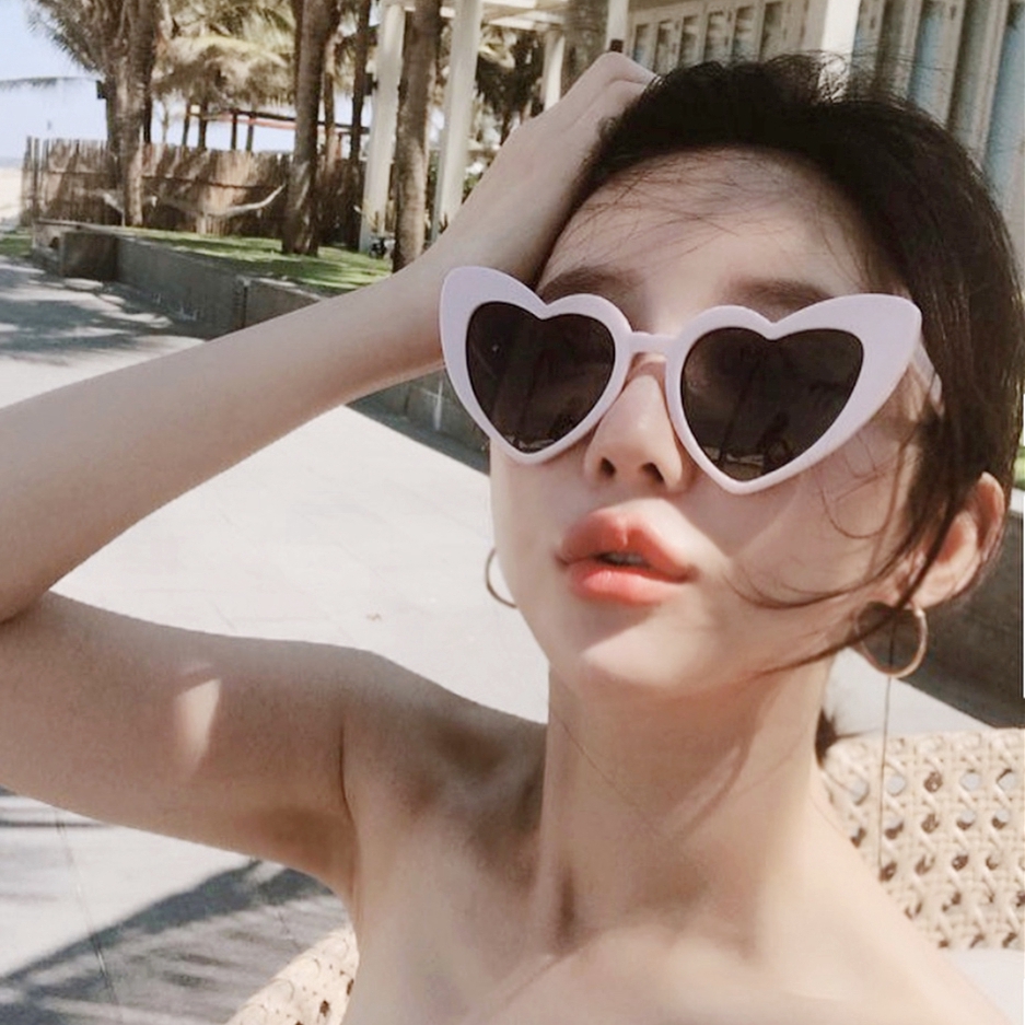 Kính mát chống nắng UV400 hình trái tim hợp thời trang cho nữ